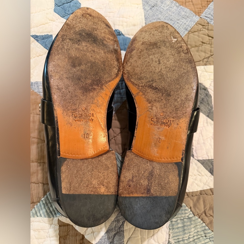 Gucci Interlocking G Black Leather Slip On Loafers:Size 10 - Picture 6 of 14